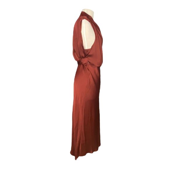 Veronica Beard Briony Wrap Midi Dress in Clay Copper 14 Satin Flattering - Picture 6 of 13
